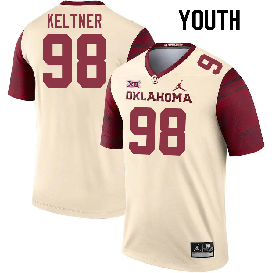 Youth #98 Tyler Keltner Oklahoma Sooners College Football Jerseys Stitched-Cream